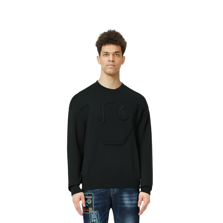 Details for EMPORIO ARMANI  Black Eagle Pattern Knit Crewneck Sweater 6R1MXP-1MMAZ-F087