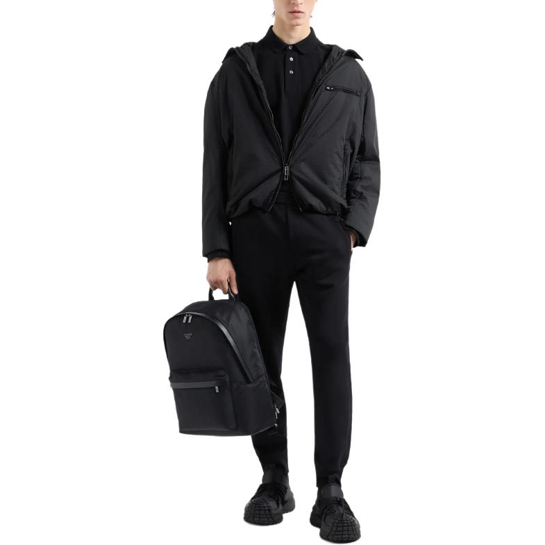 Lookbook EMPORIO ARMANI  Black Elastic Waist Knit Jogger Sweatpants. 6D1PK3-1JHSZ-0999