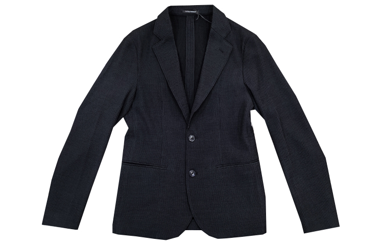 Emporio Armani  Black Embroidered Jacquard Single-Breasted Blazer. H41G37-E1057-999