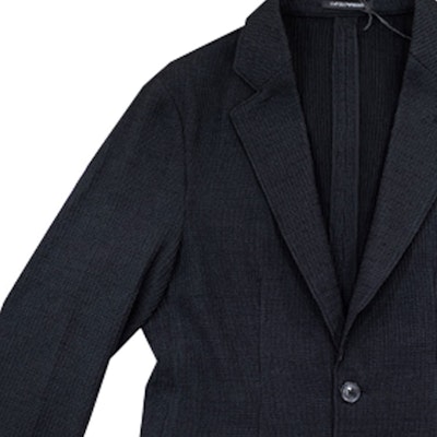 엠포리오 아르마니 블랙 자수 자카드 싱글 브레스티드 블레이저. H41G37-E1057-999 Details for 엠포리오 아르마니 블랙 자수 자카드 싱글 브레스티드 블레이저. H41G37-E1057-999