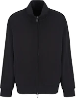 EMPORIO ARMANI Black Embroidered Zip-Up Sweatshirt with Stand Collar. 6D1MA8-1JHSZ-0999 EMPORIO ARMANI Black Embroidered Zip-Up Sweatshirt with Stand Collar. 6D1MA8-1JHSZ-0999