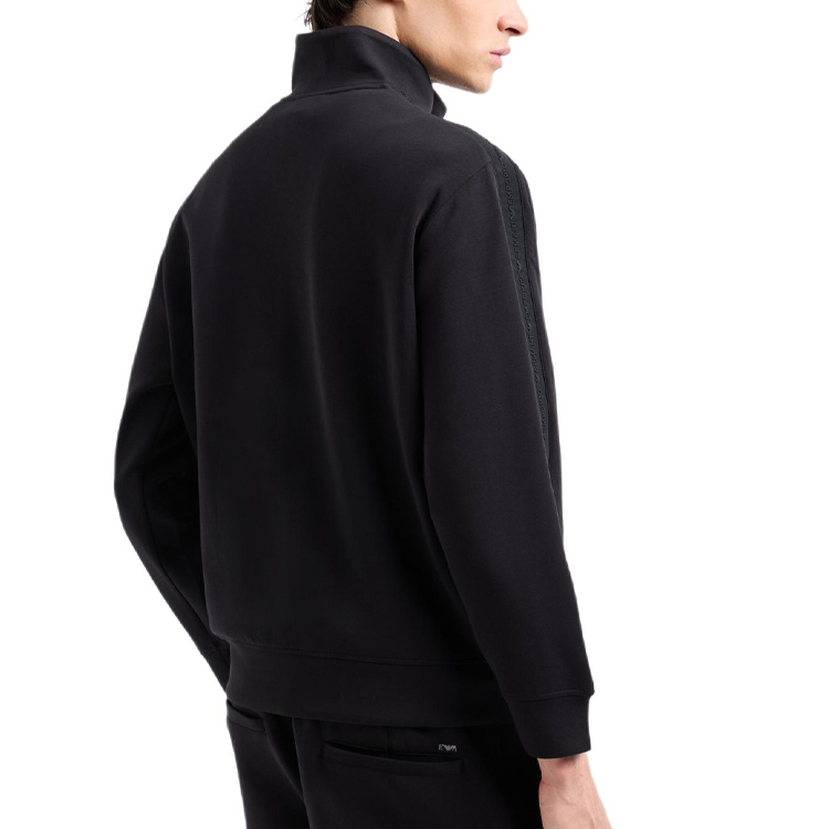 Lookbook EMPORIO ARMANI Sudadera Negra Bordada con Cremallera y Cuello Alto. 6D1MA8-1JHSZ-0999