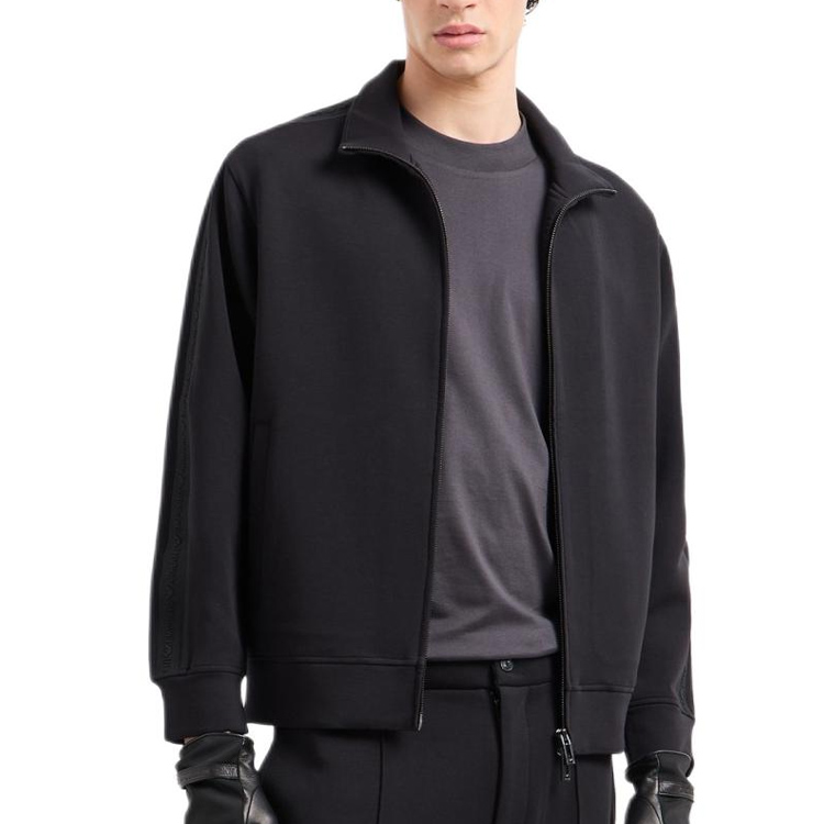 Purchase EMPORIO ARMANI Sudadera Negra Bordada con Cremallera y Cuello Alto. 6D1MA8-1JHSZ-0999