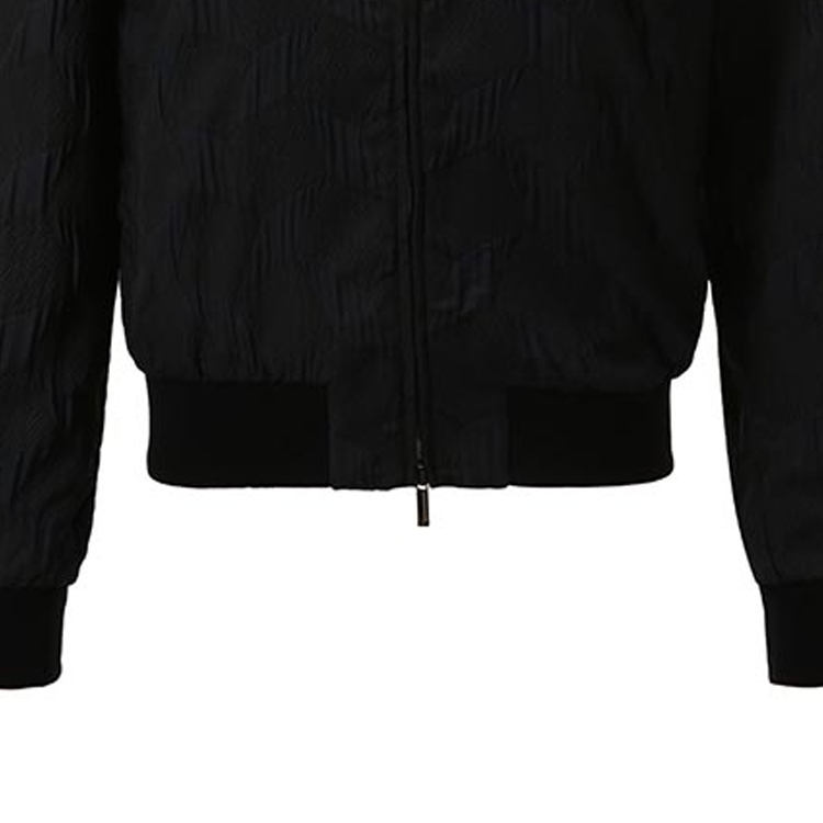 Sizing EMPORIO ARMANI 黑色滿版拉鍊棒球領夾克. B1R310-B1333-921