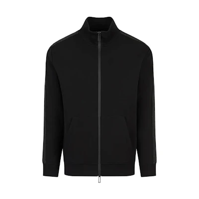 EMPORIO ARMANI Black Full-Zip Knitted Jacket with Logo. 3R1MBA1-JHSZ1-0999