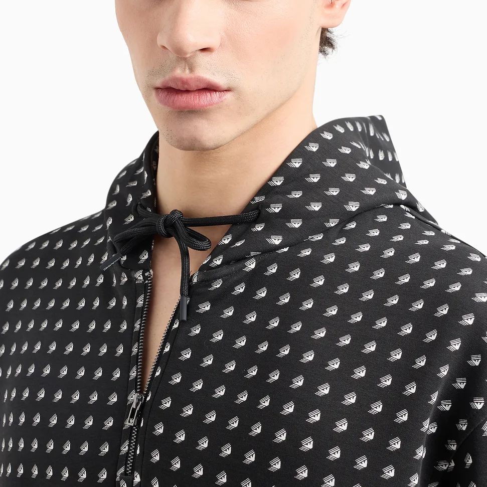 Emporio Armani  Black Full Print Hoodie Long Sleeve Sweatshirt. 3D1M73-1JHSZ-1F013 圖 6