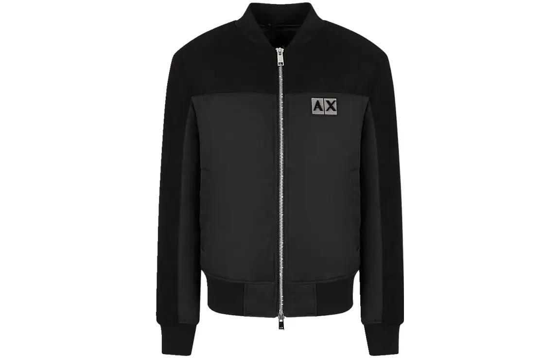 EMPORIO ARMANI  Black FW22 Colorblock Logo Baseball Collar Jacket. 6LZB33-ZNJ8Z-1200