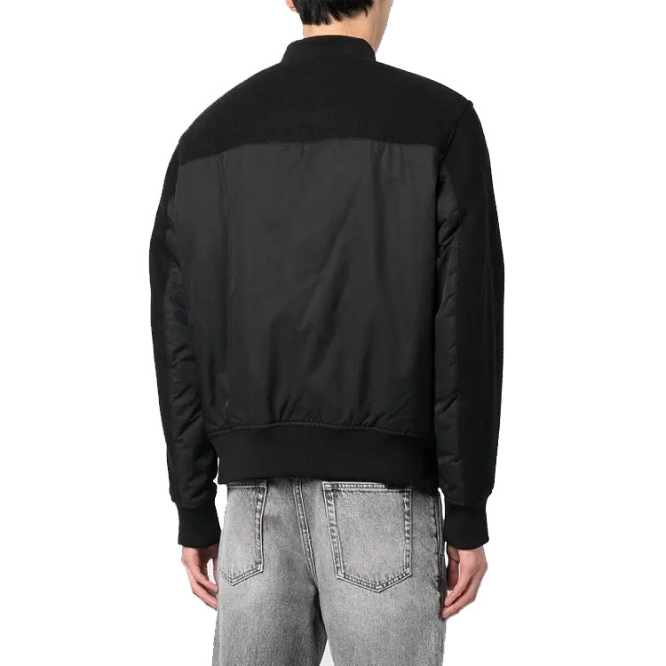 Shop EMPORIO ARMANI  Black FW22 Colorblock Logo Baseball Collar Jacket. 6LZB33-ZNJ8Z-1200