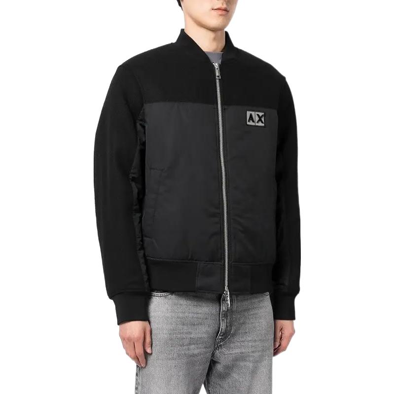 Purchase EMPORIO ARMANI  Black FW22 Colorblock Logo Baseball Collar Jacket. 6LZB33-ZNJ8Z-1200