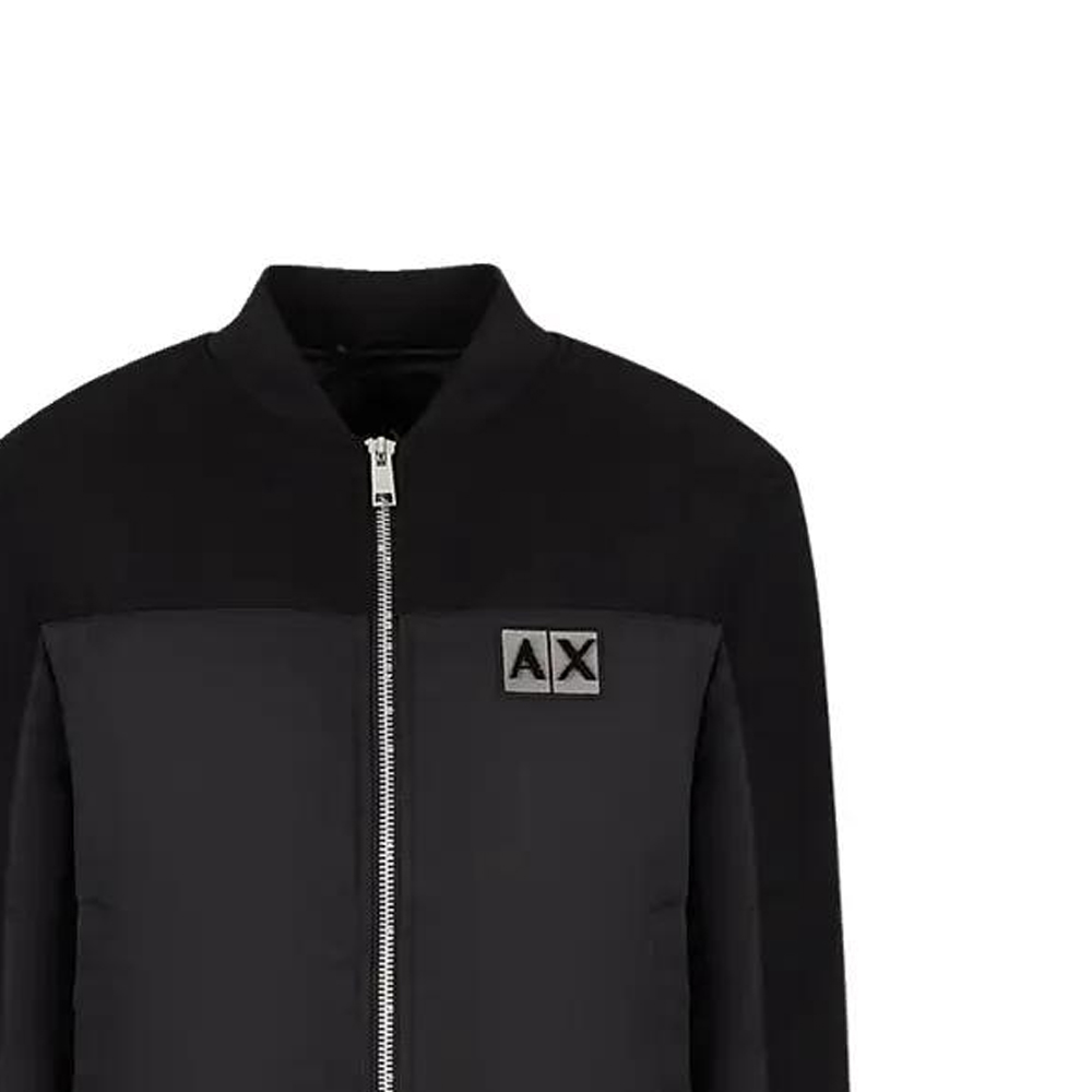 Details for EMPORIO ARMANI  Black FW22 Colorblock Logo Baseball Collar Jacket. 6LZB33-ZNJ8Z-1200