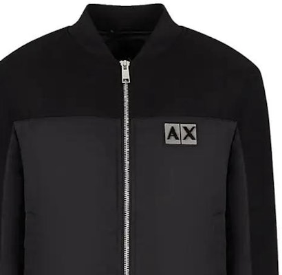 EMPORIO ARMANI Black FW22 Colorblock Logo Baseball Collar Jacket. 6LZB33-ZNJ8Z-1200 Details for EMPORIO ARMANI Black FW22 Colorblock Logo Baseball Collar Jacket. 6LZB33-ZNJ8Z-1200