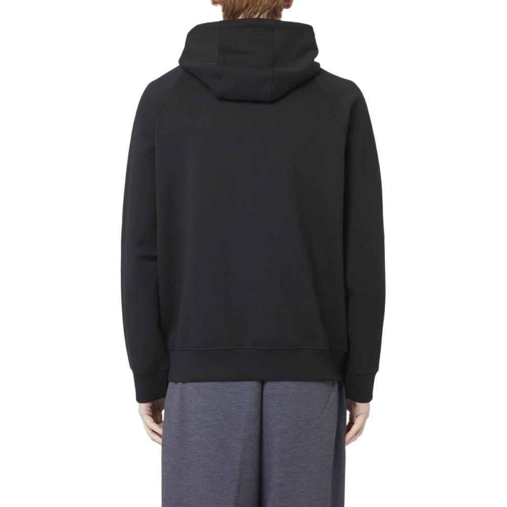 Lookbook 阿玛尼黑色图案抽绳连帽卫衣套头衫 3D1MDV-1JHSZ-0026