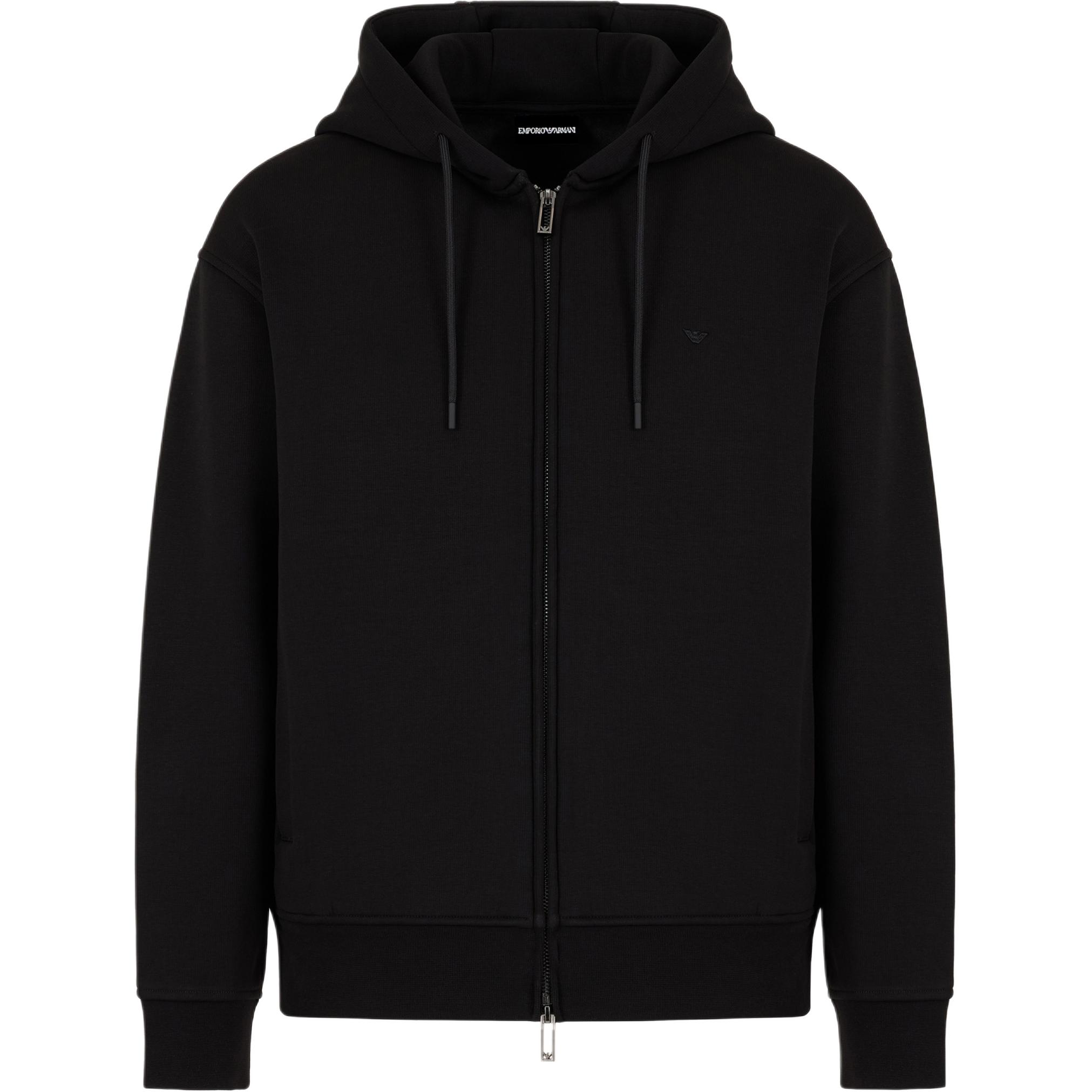 EMPORIO ARMANI  Black Hooded Eagle Logo Embroidered Jacket SS24 6D1M90-1JOTZ-0999