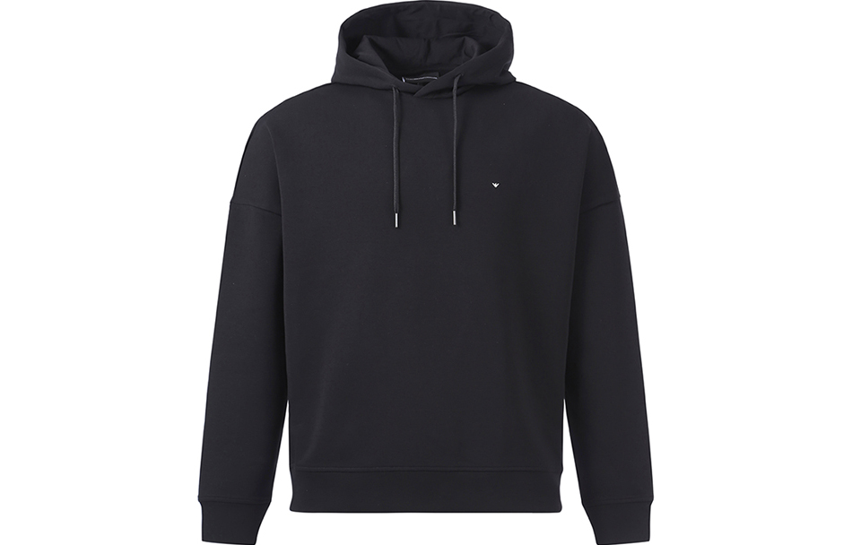 Emporio Armani  Black Hoodie FW22 with Eagle Embroidery. 6L1M79-1JHSZ-0013