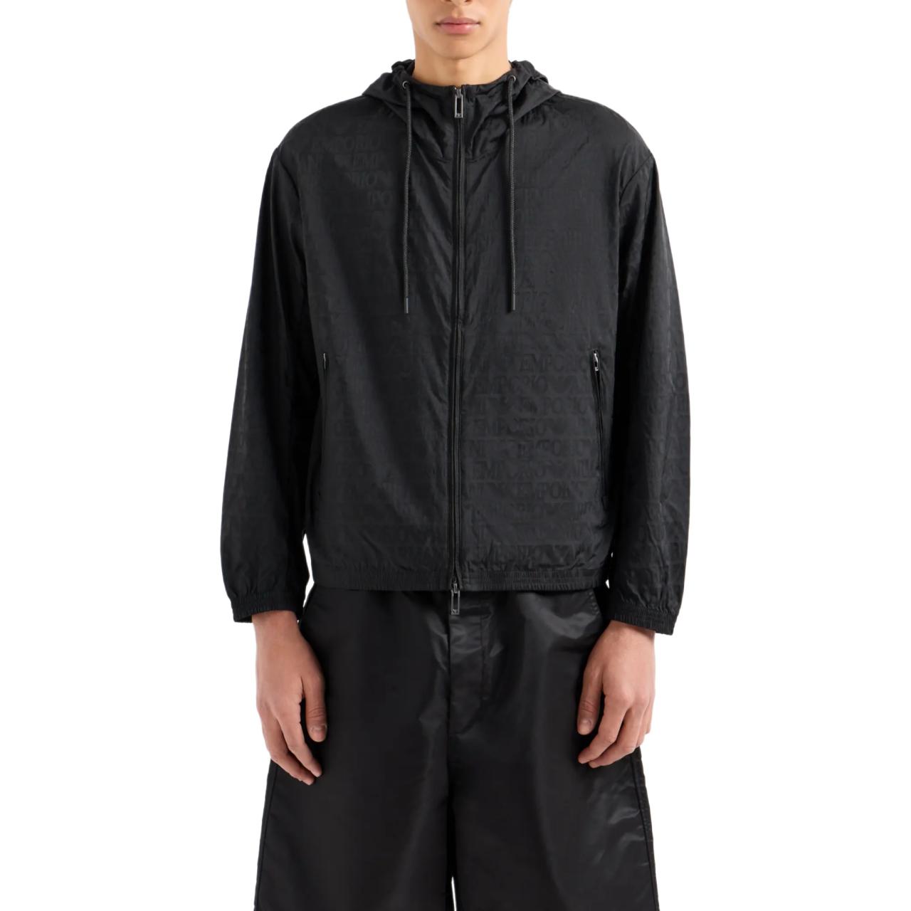 Lookbook 安普里奥·阿玛尼黑色连帽夹克全印Logo款式. 3D1BH4-1NNXZ-0999