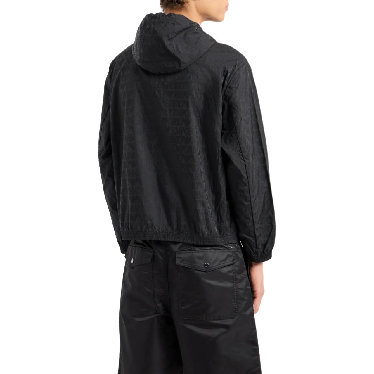 Shop 安普里奥·阿玛尼黑色连帽夹克全印Logo款式. 3D1BH4-1NNXZ-0999