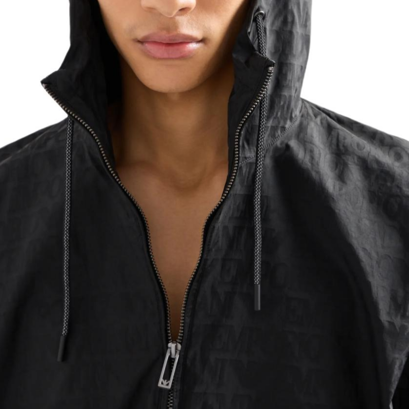 Details for 安普里奥·阿玛尼黑色连帽夹克全印Logo款式. 3D1BH4-1NNXZ-0999