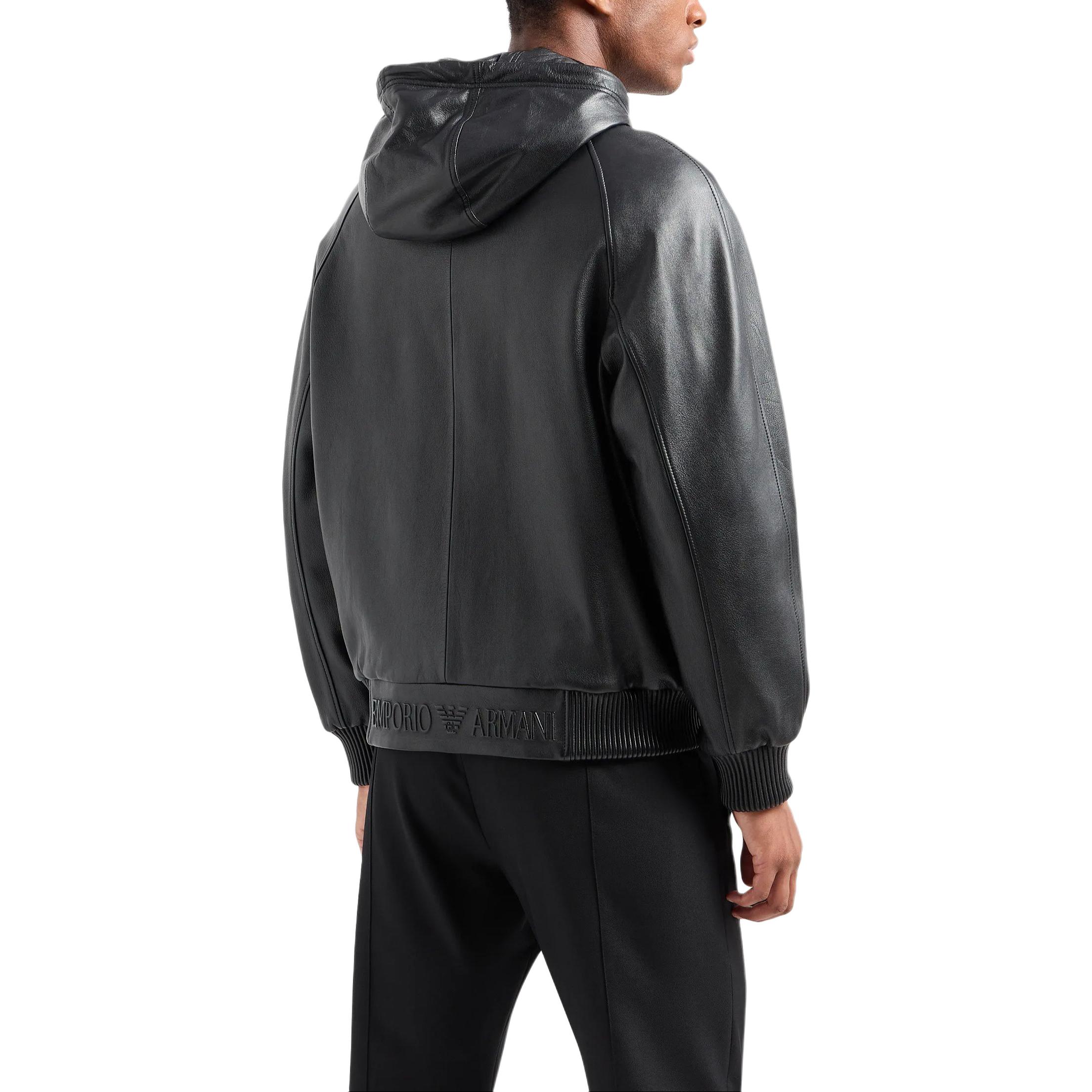 EMPORIO ARMANI  Black Hoodie Slim Fit Single-Breasted Jacket Coat. E31R82-F1P82-1999 圖 5