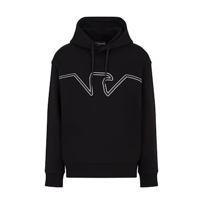 Emporio Armani Black Hoodie with Eagle Embroidery FW24. 6D1MD2-1JWPZ-0039