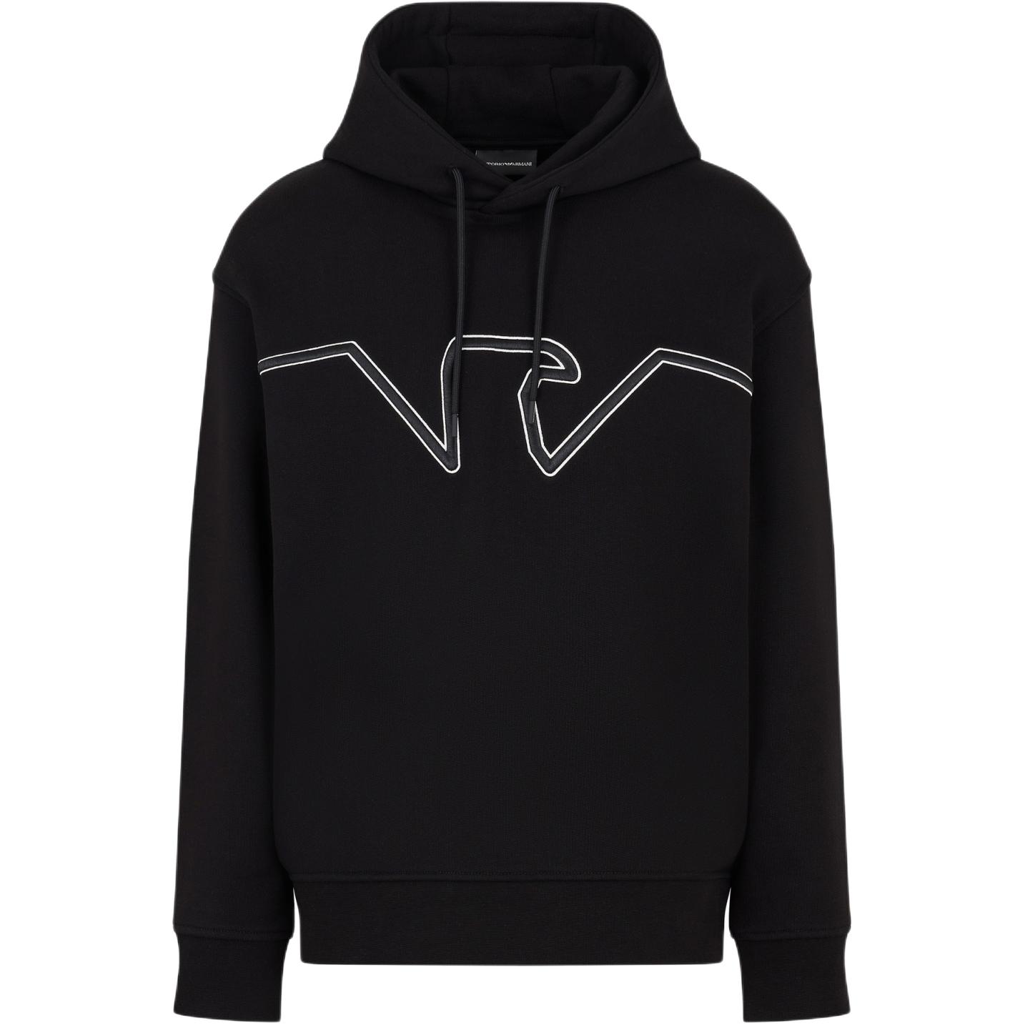 Order Emporio Armani Hoodie Hitam dengan Sulaman Helang FW24. 6D1MD2-1JWPZ-0039