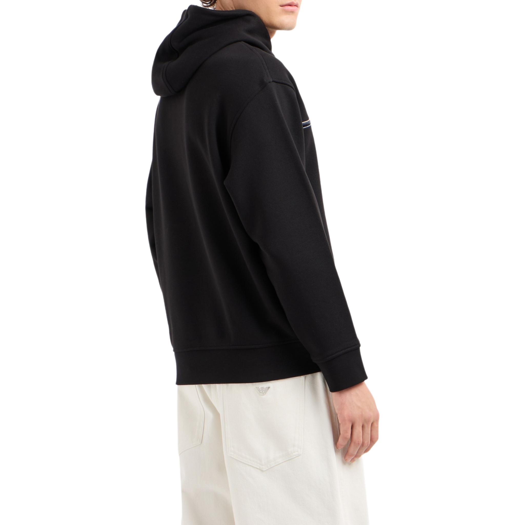 Purchase Emporio Armani Hoodie Hitam dengan Sulaman Helang FW24. 6D1MD2-1JWPZ-0039