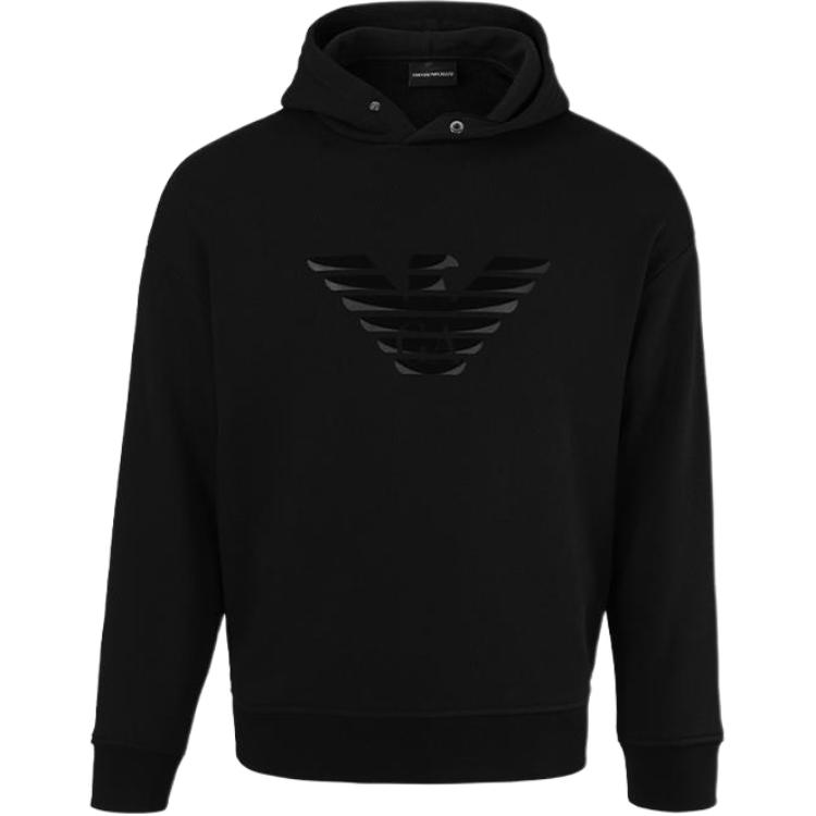 Buy Emporio Armani  Black Hoodie with Eagle Logo Design. 6L1ML9-1JWPZ-0056