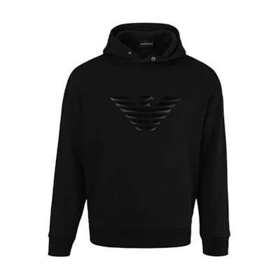 Emporio Armani Black Hoodie with Eagle Logo Design. 6L1ML9-1JWPZ-0056