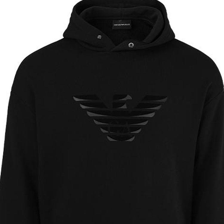 Purchase Emporio Armani  Black Hoodie with Eagle Logo Design. 6L1ML9-1JWPZ-0056