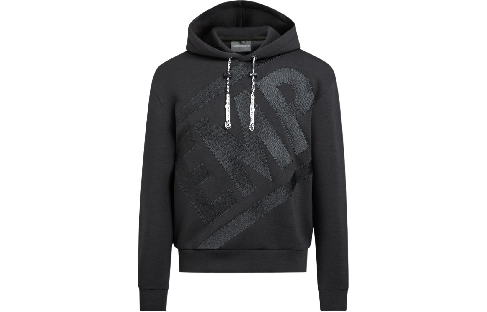 Emporio Armani  Black Hoodie with Letter Print Design. 3K1MD2-1JDSZ-0999 圖 2