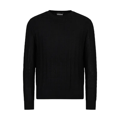 Emporio Armani Black Houndstooth Jacquard Crewneck Sweater 3R1MXD1-MEPZ1-F088