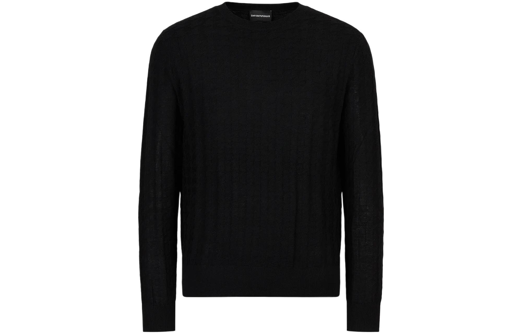 Order Emporio Armani  Black Houndstooth Jacquard Crewneck Sweater 3R1MXD1-MEPZ1-F088