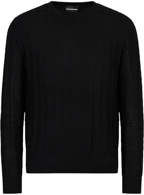 Emporio Armani Black Houndstooth Jacquard Crewneck Sweater 3R1MXD1-MEPZ1-F088 Order Emporio Armani Black Houndstooth Jacquard Crewneck Sweater 3R1MXD1-MEPZ1-F088