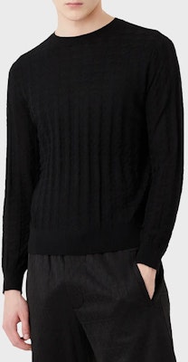 Emporio Armani Black Houndstooth Jacquard Crewneck Sweater 3R1MXD1-MEPZ1-F088 Lookbook Emporio Armani Black Houndstooth Jacquard Crewneck Sweater 3R1MXD1-MEPZ1-F088