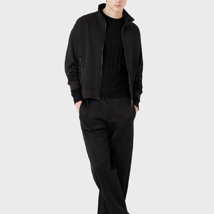 Purchase Emporio Armani  Black Houndstooth Jacquard Crewneck Sweater 3R1MXD1-MEPZ1-F088