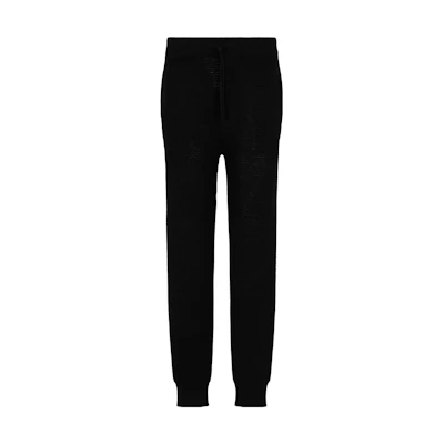 EMPORIO ARMANI Black Knit Drawstring Casual Pants. 6R1PY1-1MF1Z-0999