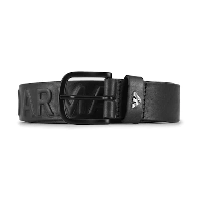 Emporio Armani Black Leather Belt with Pin Buckle, 3.5cm Wide. Y4S524Y210V80001