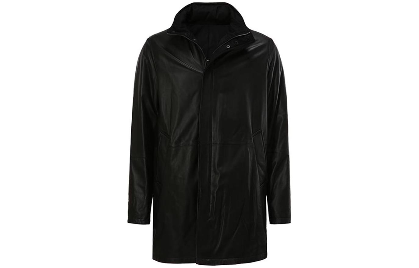Emporio Armani  Black Leather Hoodie Jacket with Zipper and Long Sleeves. B1B40P-B1P41-999 圖 2