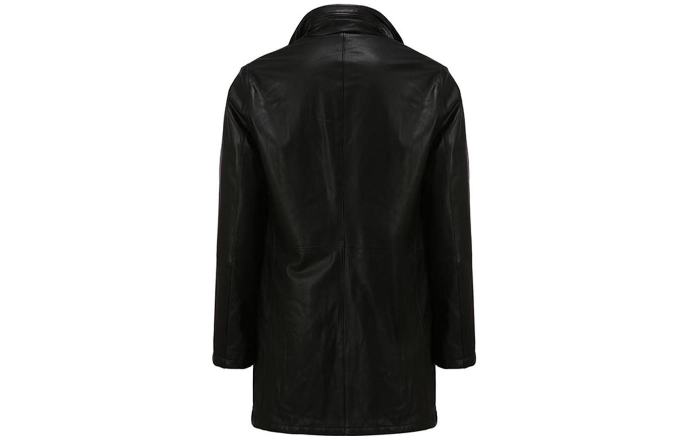 Emporio Armani  Black Leather Hoodie Jacket with Zipper and Long Sleeves. B1B40P-B1P41-999 圖 3