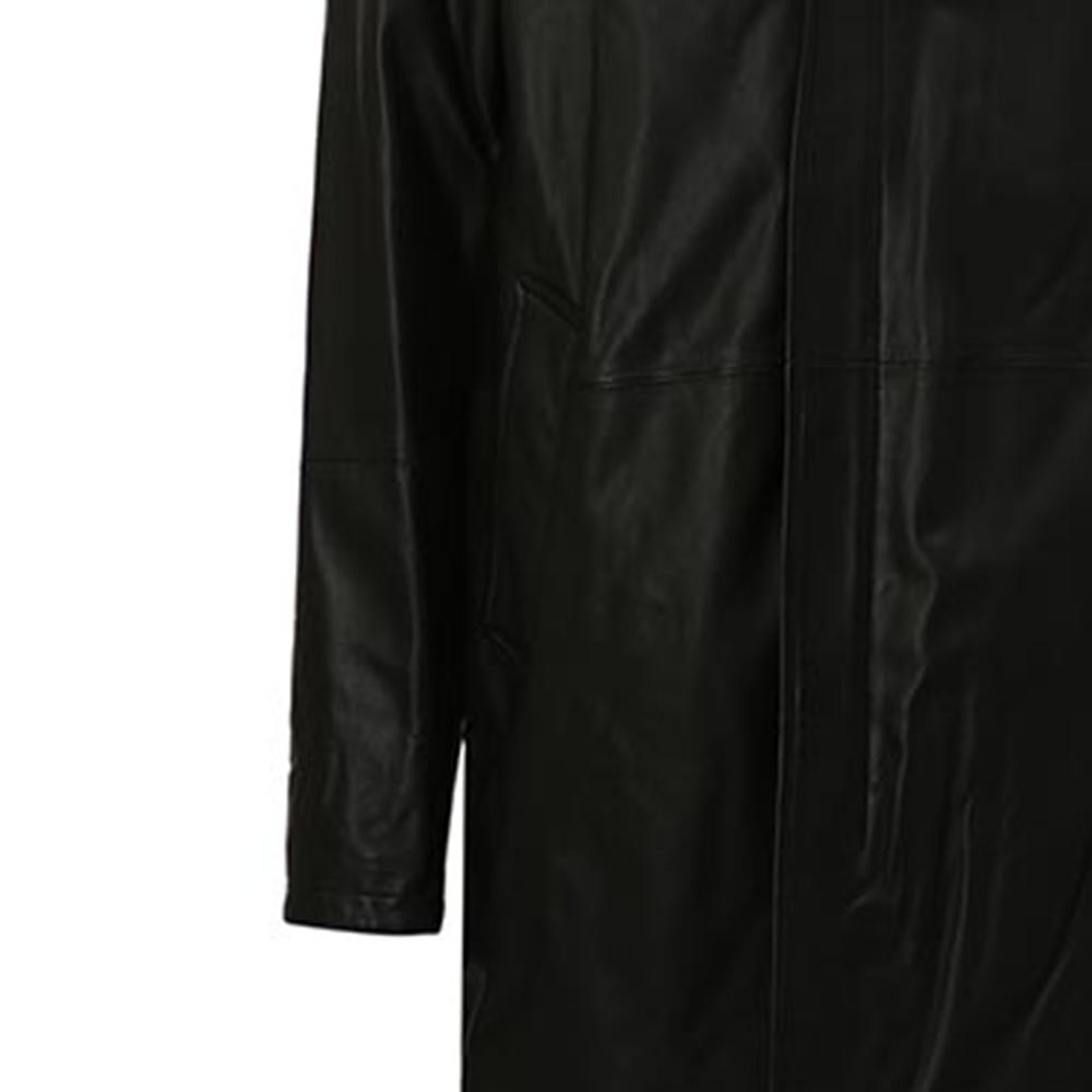 Emporio Armani  Black Leather Hoodie Jacket with Zipper and Long Sleeves. B1B40P-B1P41-999 圖 5