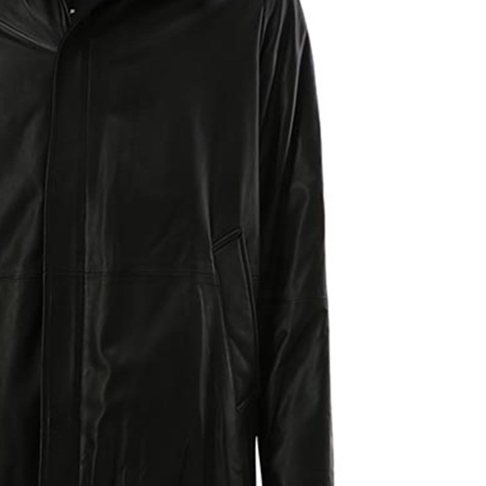Emporio Armani  Black Leather Hoodie Jacket with Zipper and Long Sleeves. B1B40P-B1P41-999 圖 7
