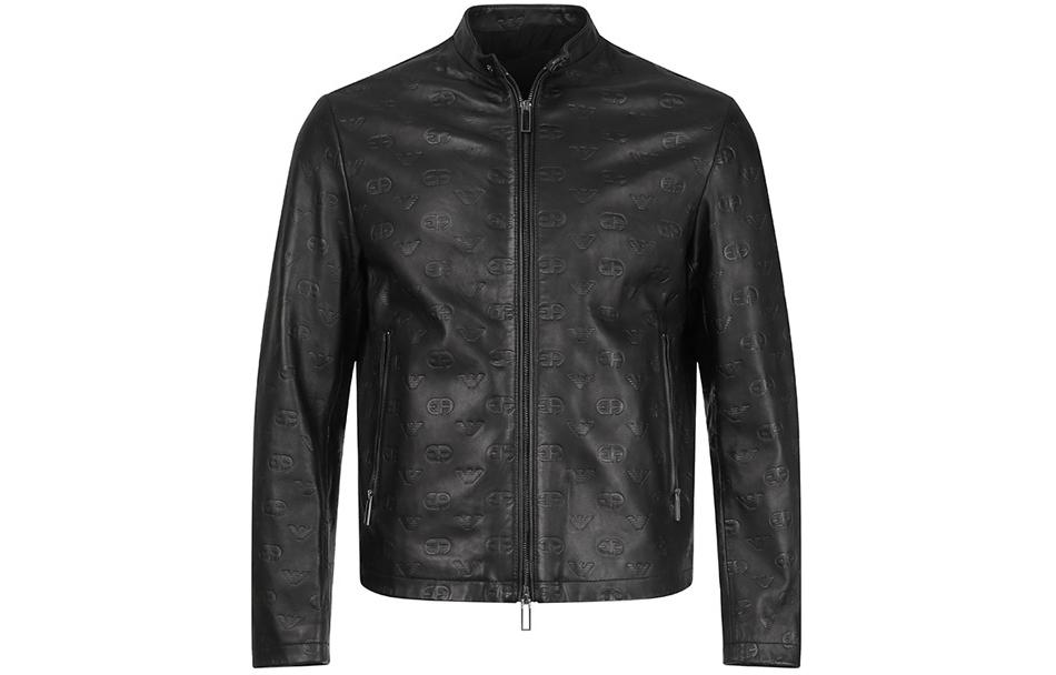 Order EMPORIO ARMANI 黑色压纹Logo皮革夹克 SS23. D41R74-D1P7A-999