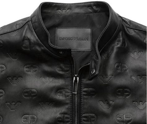 EMPORIO ARMANI 黑色压纹Logo皮革夹克 SS23. D41R74-D1P7A-999 Shop EMPORIO ARMANI 黑色压纹Logo皮革夹克 SS23. D41R74-D1P7A-999