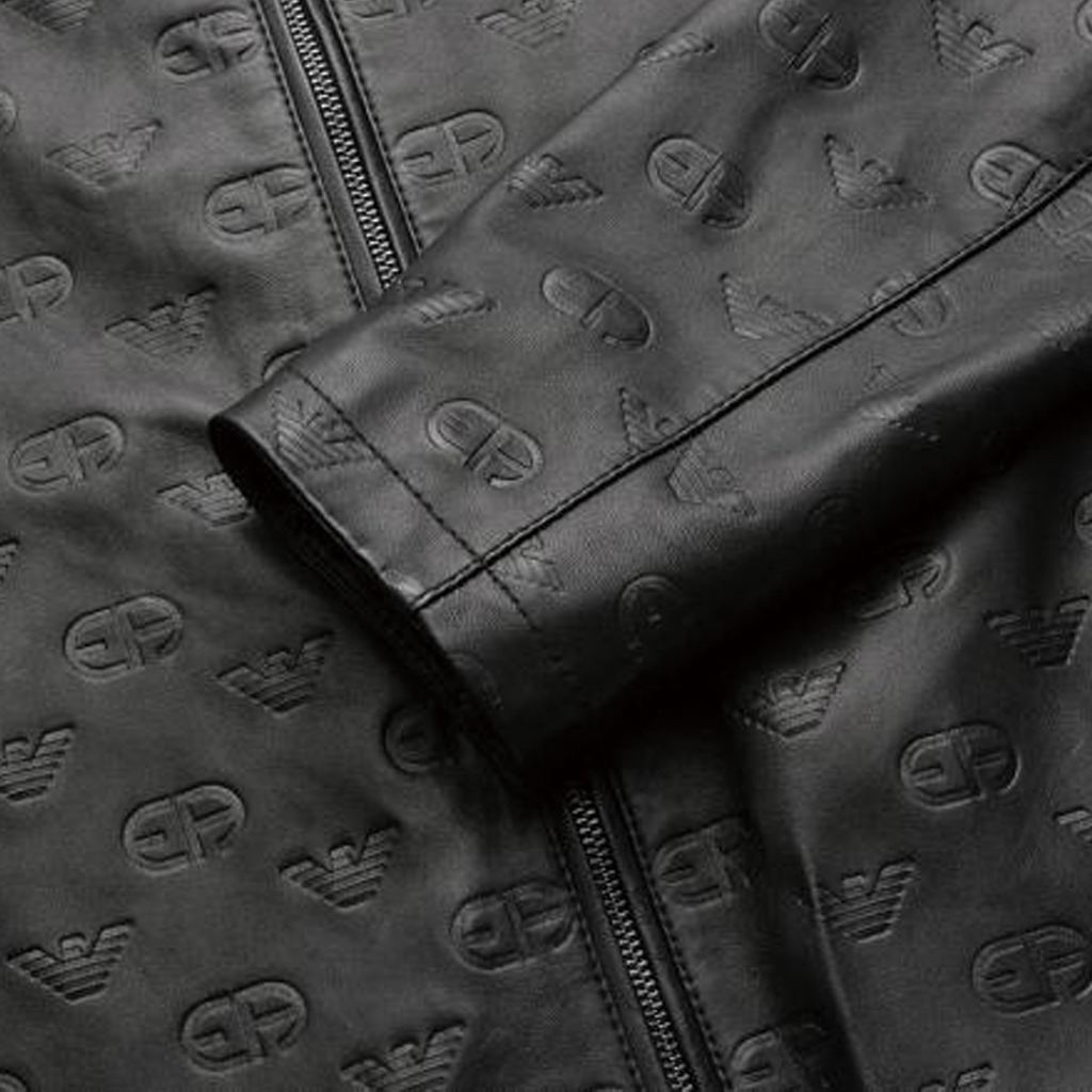 Sizing EMPORIO ARMANI 黑色压纹Logo皮革夹克 SS23. D41R74-D1P7A-999