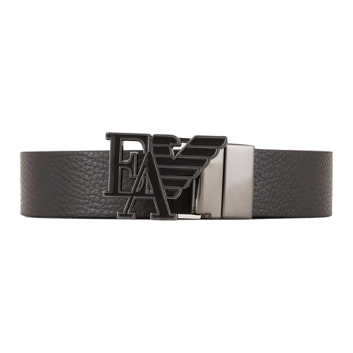 Emporio Armani  Black Leather Logo Belt, Casual Fashion, 3cm Wide. Y4S520Y167J88045