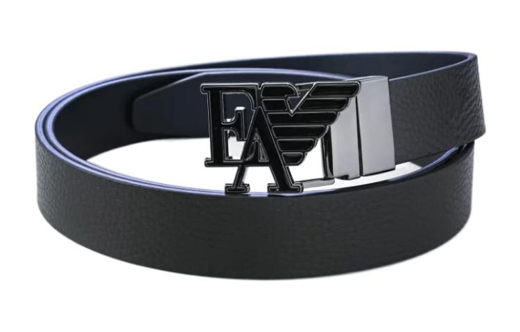 Shop Emporio Armani  Black Leather Logo Belt, Casual Fashion, 3cm Wide. Y4S520Y167J88045