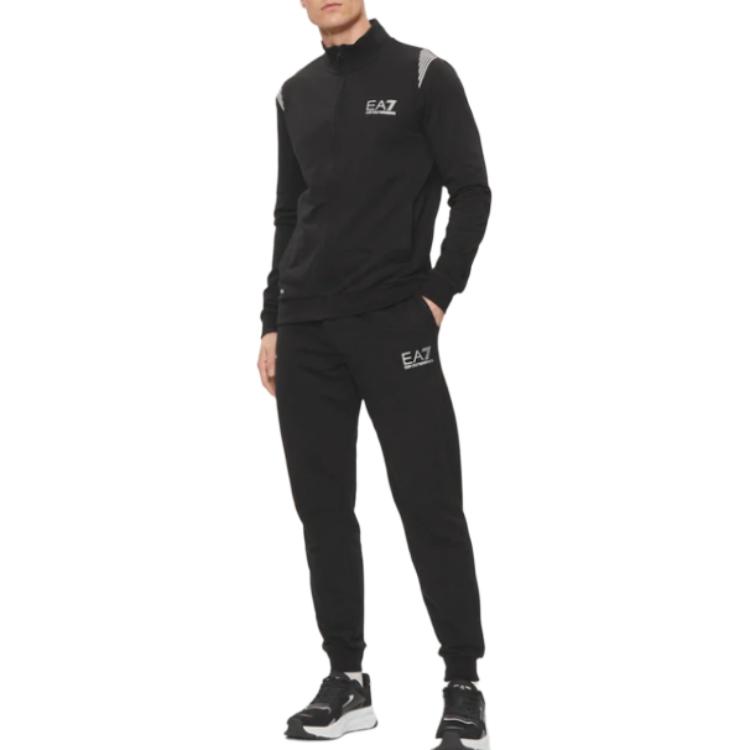 Lookbook Emporio Armani 黑色字母印花半拉链运动套装 3DPV55-PJLIZ-1200