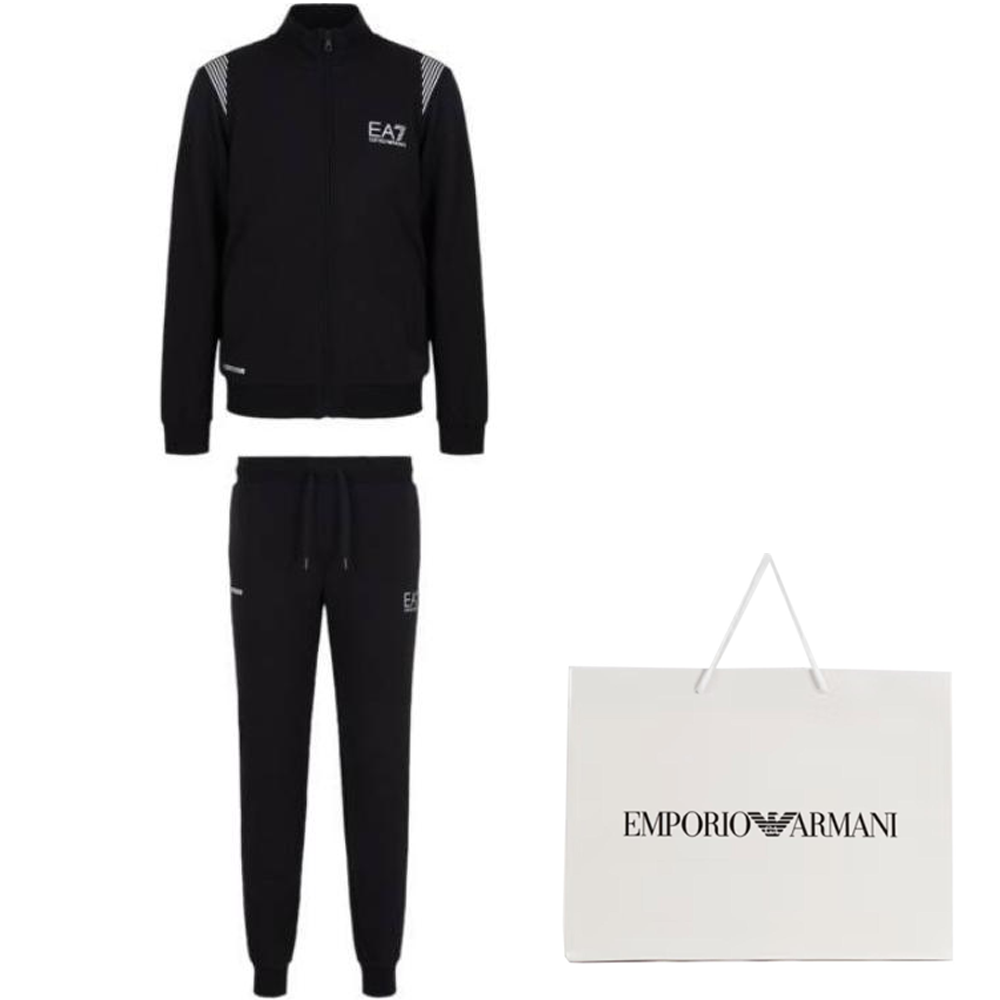 Cheap Emporio Armani 黑色字母印花半拉链运动套装 3DPV55-PJLIZ-1200