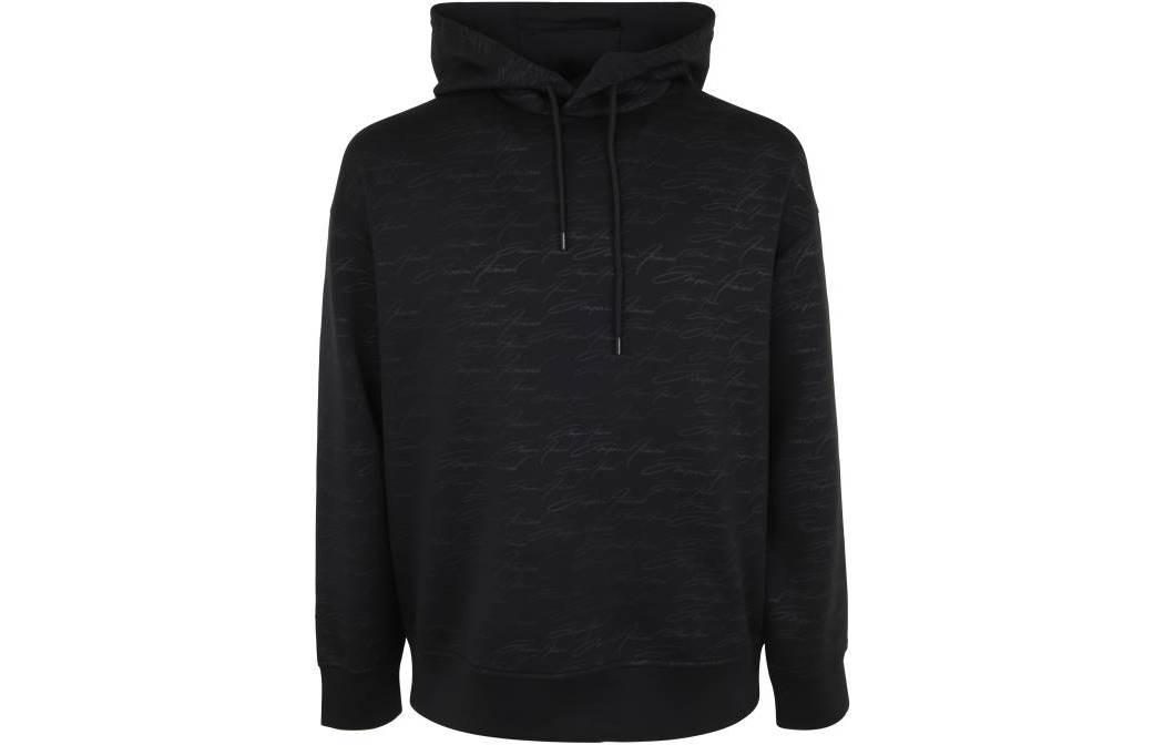 Emporio Armani  Black Letter Print Pullover Hoodie. 3R1MDI-1JHSZ-0085