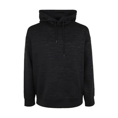Emporio Armani Black Letter Print Pullover Hoodie. 3R1MDI-1JHSZ-0085