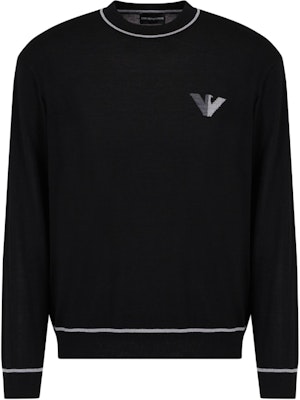 Emporio Armani Black Logo Eagle Striped Crewneck Sweater. 6D1MXH-1MJLZ-F033 Buy Emporio Armani Black Logo Eagle Striped Crewneck Sweater. 6D1MXH-1MJLZ-F033
